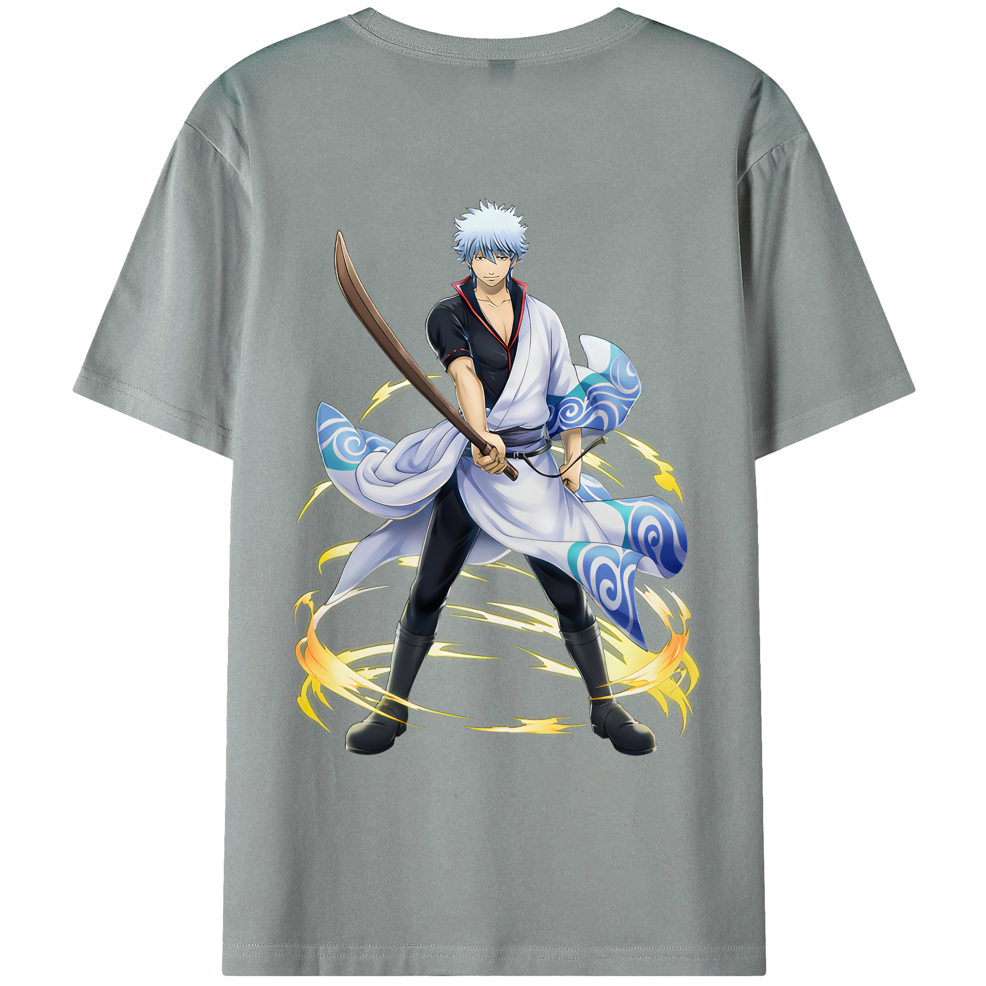 （画像用） ぎんたま 坂田銀時（さかたぎんとき） 神楽 志村新八（しむら しんぱち） GINTAMA Sakata Gintoki Kagura Shimura Shinpachi 綿100％ メンズ半袖Tシャツ（バックプリント） 通気性